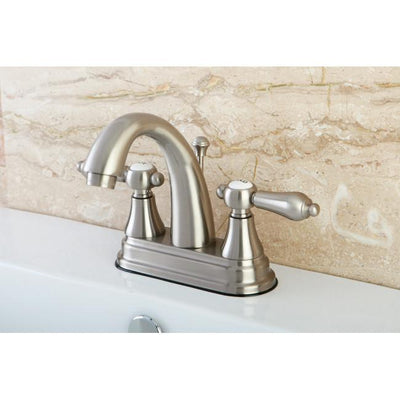 Kingston Satin Nickel 2 Handle 4" Centerset Bathroom Faucet w Pop-up KS7618AL