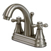 Kingston Satin Nickel 2 Handle 4" Centerset Bathroom Faucet w Pop-up KS7618AX