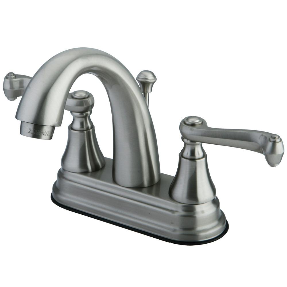 Kingston Satin Nickel 2 Handle 4" Centerset Bathroom Faucet w Pop-up KS7618FL