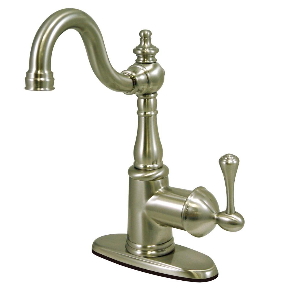 English Vintage Satin Nickel 1 hdl Bathroom Faucet w\ Push down drain KS7648BL