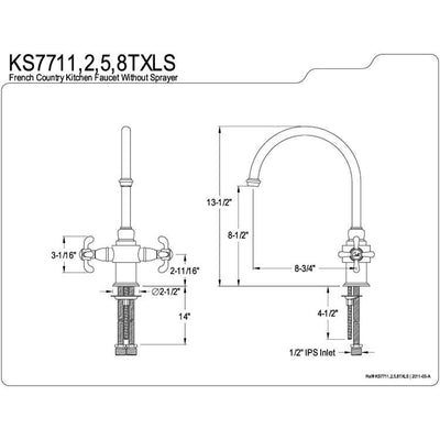 Kingston Oil Rubbed Bronze French Country Two Handle Kitchen Faucet KS7715TXLS