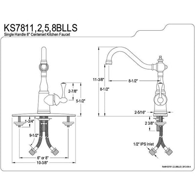 Kingston Brass Chrome Single Handle Kitchen Faucet KS7811BLLS