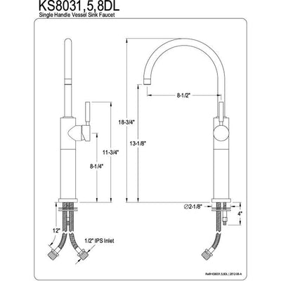 Kingston Brass Concord Satin Nickel Single Handle Vessel Sink Faucet KS8038DL