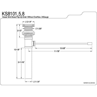 Kingston Satin Nickel Concord Vessel Sink Pop-up Drain w/ Lever Control KS8108