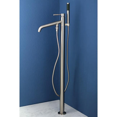 Kingston Concord Satin Nickel Pillar tub filler faucet w Hand Shower KS8138DL