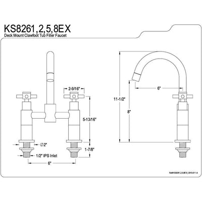 Concord Satin Nickel 2 Handle Deck-mount Roman tub filler faucet KS8268EX