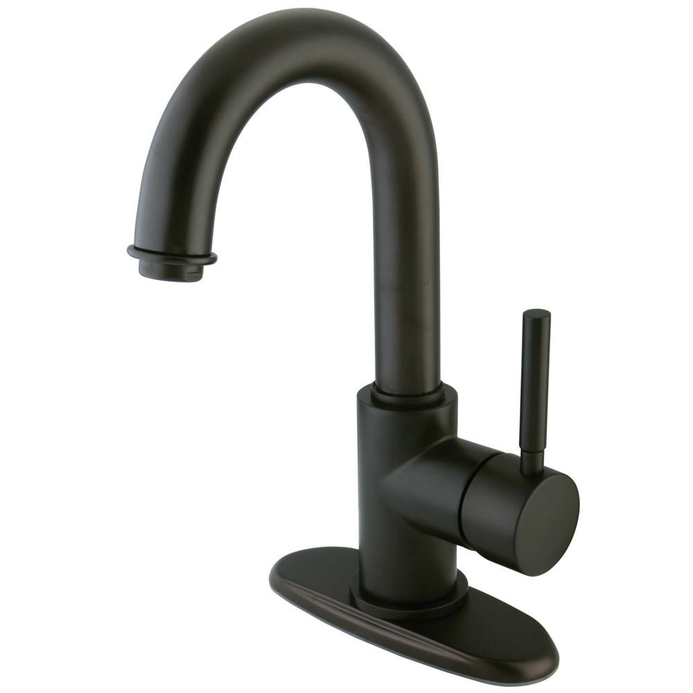 Kingston Oil Rubbed Bronze Single Handle 4" Centerset Bathroom Faucet KS8435DL