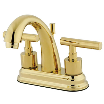 Kingston Polished Brass Manhattan 4" Bathroom faucet with brass pop-up KS8612CML