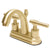 Kingston Polished Brass 2 Handle 4" Centerset Bathroom Faucet w Pop-up KS8612ML