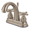 Kingston Satin Nickel 2 Handle 4" Centerset Bathroom Faucet w Pop-up KS8618EX