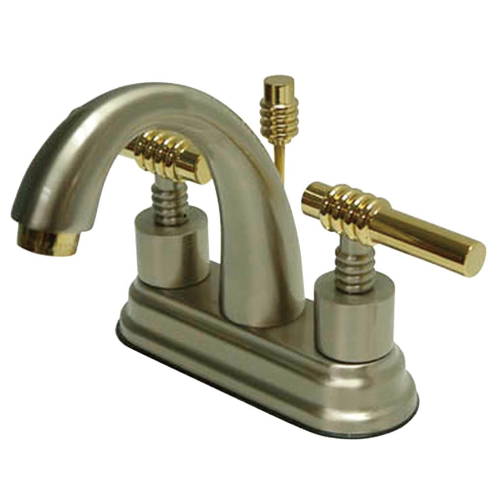 Kingston Satin Nickel/Polished Brass Centerset Bathroom Faucet w Pop-up KS8619ML