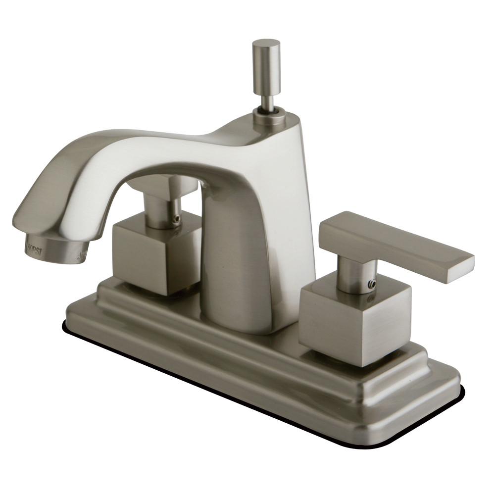 Kingston Satin Nickel 2 Handle 4" Centerset Bathroom Faucet w Pop-up KS8648QLL