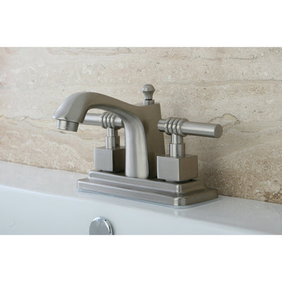 Kingston Satin Nickel 2 Handle 4" Centerset Bathroom Faucet w Pop-up KS8648QL