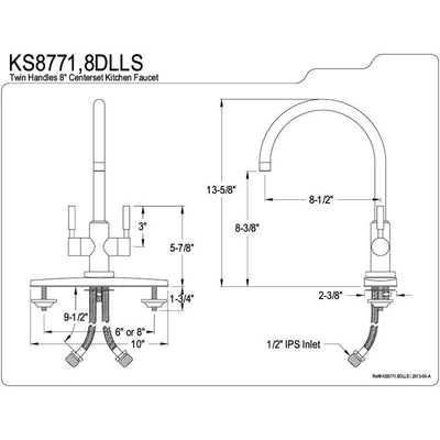 Kingston Brass Concord Satin Nickel 2 Handle Kitchen Faucet w/ Plate KS8778DLLS