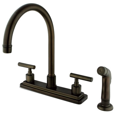 Kingston Oil Rubbed Bronze Manhattan 8" kitchen faucet with sprayer KS8795CML