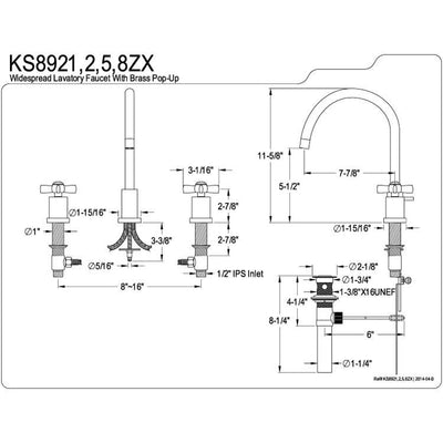 Kingston Brass KS8928ZX Widespread Bathroom Faucet Satin Nickel