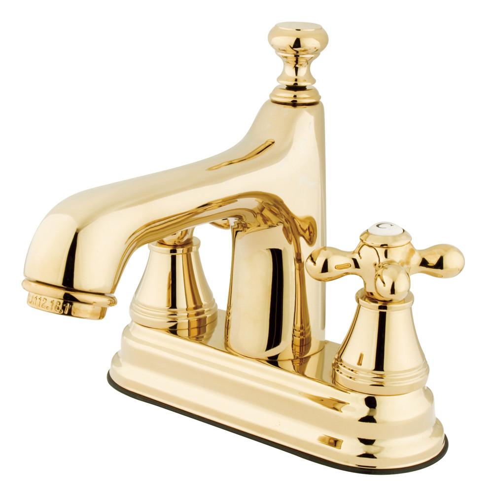 Kingston Polished Brass 2 Handle 4" Centerset Bathroom Faucet w Pop-up KS9612AX