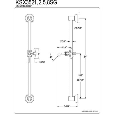 Kingston Polished Brass 24" Shower Slide Bar with Adjustable Bracket KSX3522SG