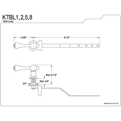 Kingston Brass Satin Nickel Buckingham Toilet Tank Flush Handle Lever KTBL8
