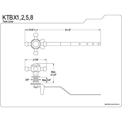 Kingston Brass Polished Brass Buckingham Toilet Tank Flush Handle Lever KTBX2
