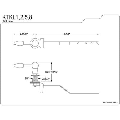 Kingston Brass Satin Nickel Knight Toilet Tank Flush Handle Lever KTKL8