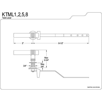 Kingston Brass Polished Brass Milano Toilet Tank Flush Handle Lever KTML2