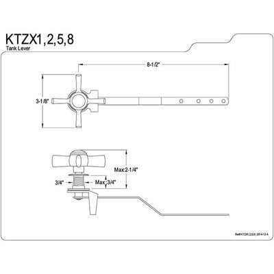Kingston Brass KTZX2 Toilet Tank Handle Flush Lever Polished Brass