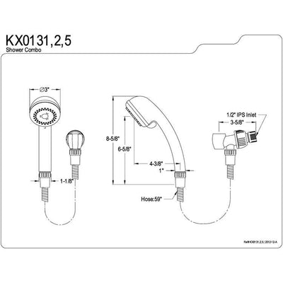 Kingston Brass White 3 Setting Adjustable Hand Shower Head Faucet Spray KX0131