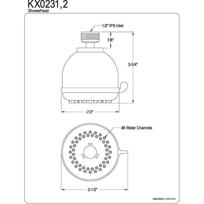 Kingston Brass Showerheads White 3" Fixed Adjustable Shower Head KX0231