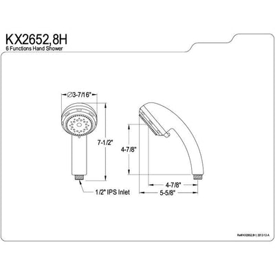 Kingston Chrome 6 Setting Hand Shower Head Faucet with Plastic Hose KX2652H