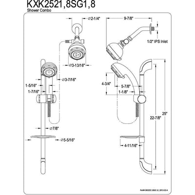 Chrome Dual Shower head & handheld shower slidebar Combo Kit KXK2521SG1