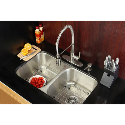Stainless Steel Undermount Double Bowl Kitchen Sink, Faucet and Accessory Combo