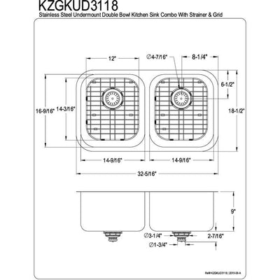Stainless Steel Undermount Double Bowl Kitchen Sink Package w/ Strainer & Grid