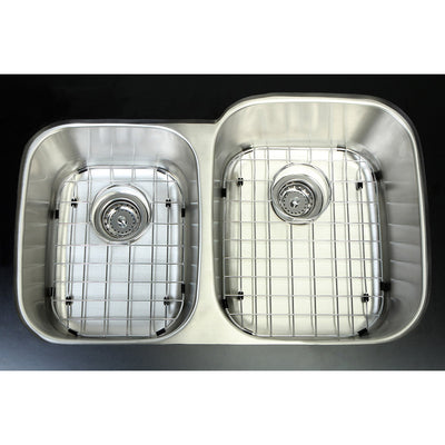 Stainless Steel Undermount Double Bowl Kitchen Sink Combo with Strainer and Grid