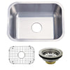 Stainless Steel Undermount Single Bowl Kitchen Sink w Grid Rack and Strainer