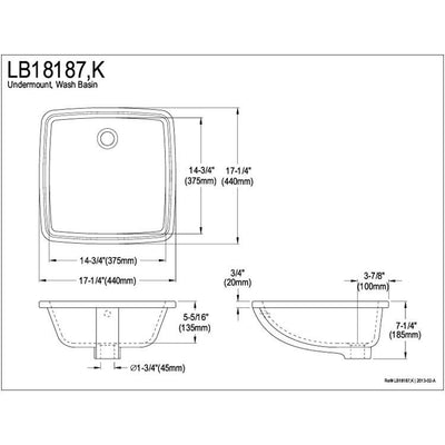 Kingston Cove Black China Undermount Bathroom Sink with Overflow Hole LB18187K