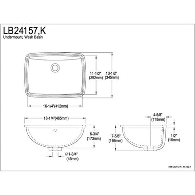 Kingston Forum White China Undermount Bathroom Sink with Overflow Hole LB24157