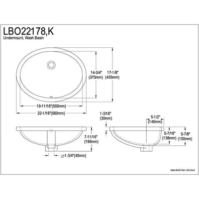 Courtyard White China Undermount Bathroom Sink with Overflow Hole LBO22178