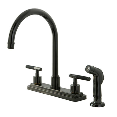 Kingston Water Onyx Black Nickel Centerset Kitchen Faucet w Spray NS8790DKLSP