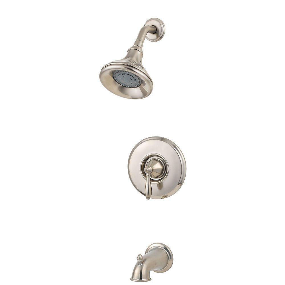 Price Pfister Portola 1-Handle Tub and Shower Faucet Trim Kit in Brushed Nickel (Valve Not Included) 461046