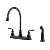 Price Pfister Avalon 2-Handle Side Sprayer Kitchen Faucet in Tuscan Bronze 471588