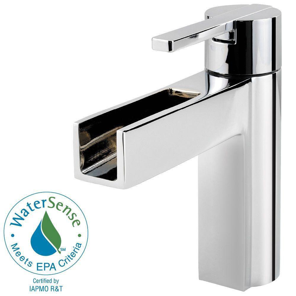 Price Pfister Vega 4 inch Single Hole 1-Handle Waterfall Bathroom Faucet in Polished Chrome 473284