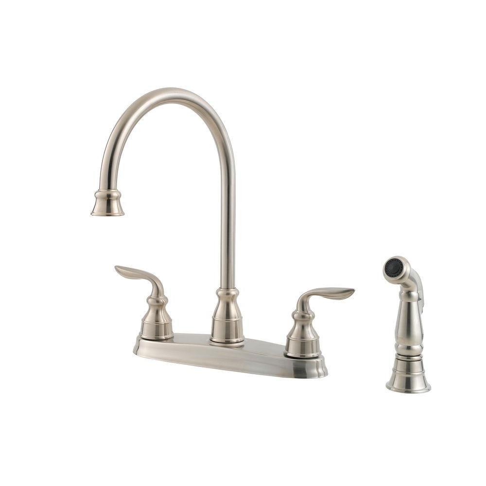 Price Pfister Avalon 2-Handle Side Sprayer Kitchen Faucet in Stainless Steel 474167
