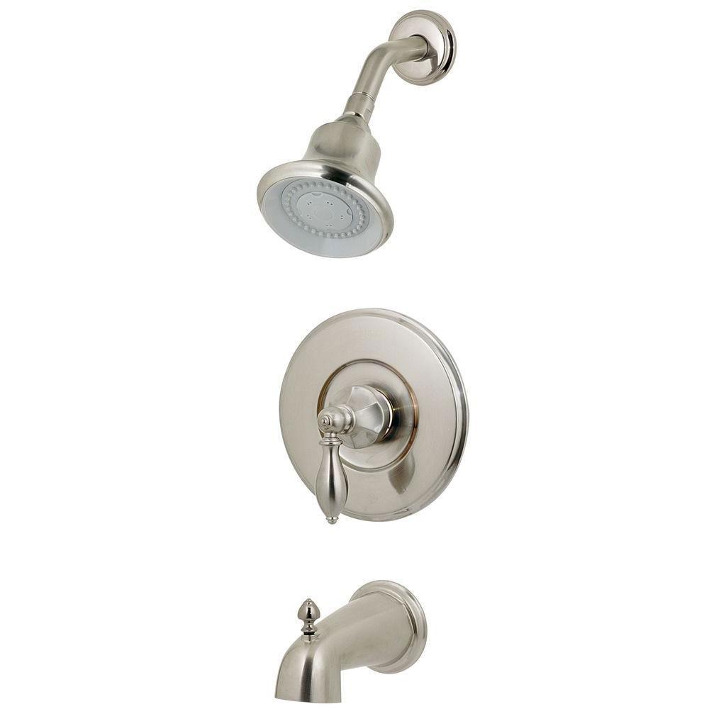 Price Pfister Catalina 1-Handle Tub and Shower Faucet Trim Kit in Brushed Nickel (Valve Not Included) 483437