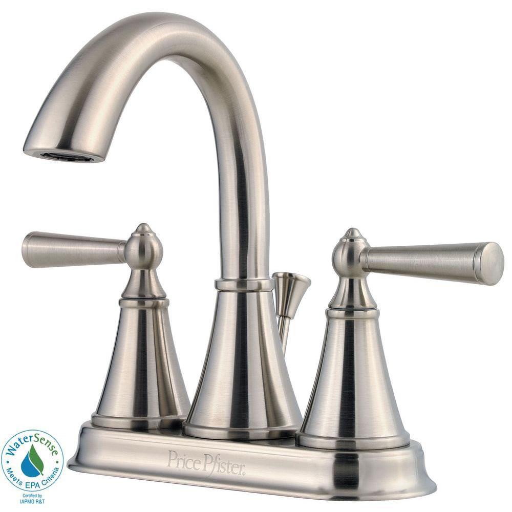 Price Pfister Saxton 4 inch Centerset 2-Handle Bathroom Faucet in Brushed Nickel 490482