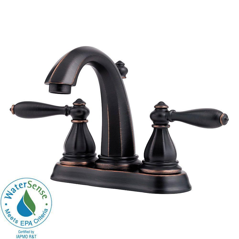 Price Pfister Portola 4 inch Centerset 2-Handle Bathroom Faucet in Tuscan Bronze 490488