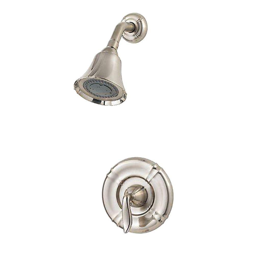 Price Pfister Santiago 1-Handle Shower Faucet Trim Kit in Brushed Nickel (Valve Not Included) 490510