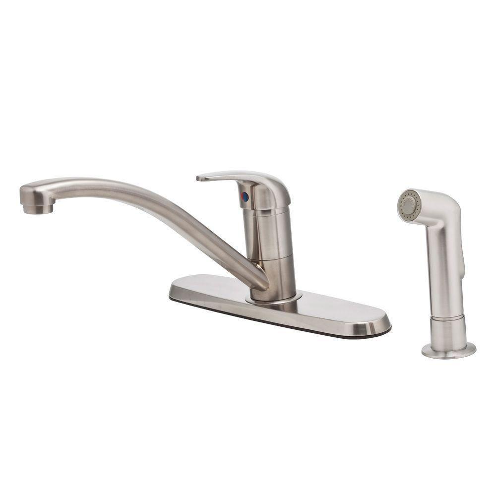 Price Pfister Pfirst Series Single-Handle Side Sprayer Kitchen Faucet in Stainless Steel 519832