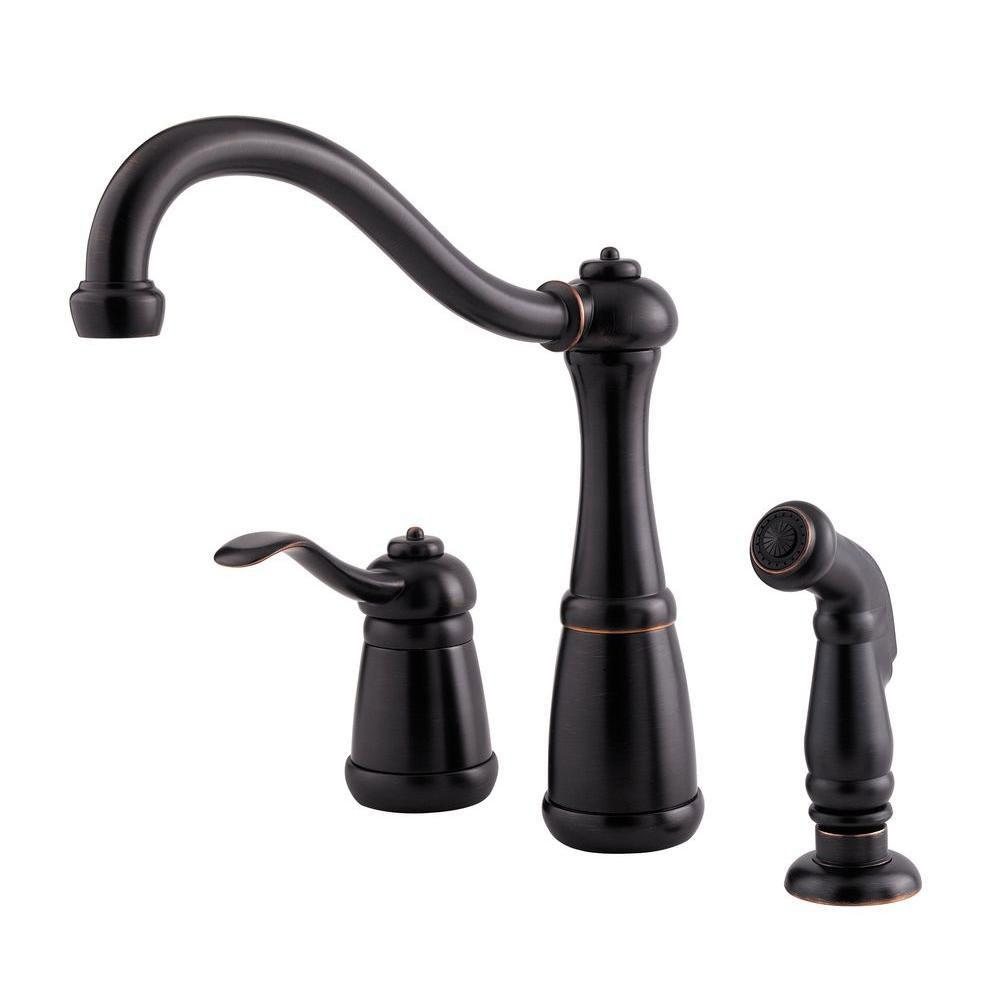 Price Pfister Marielle Single-Handle Side Sprayer Kitchen Faucet in Tuscan Bronze 519851