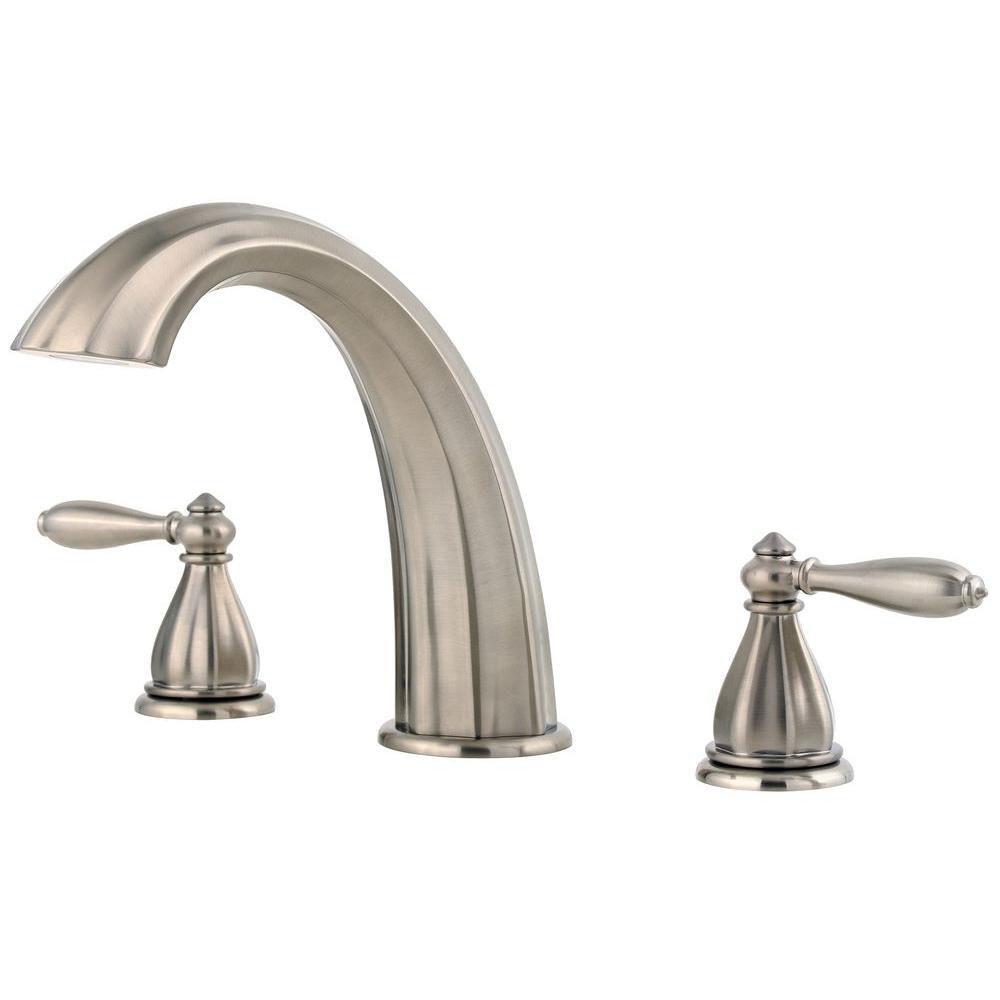 Price Pfister Portola 2-Handle Deck Mount Roman Tub Faucet Trim Kit in Brushed Nickel (Valve Not Included) 534730